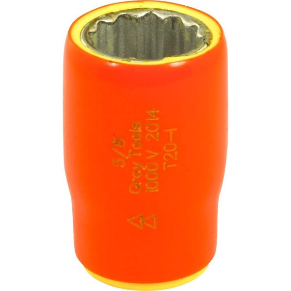 Gray Tools 5/8" X 3/8" Drive, 12 Point Standard Length, 1000V Insulated T20-I
